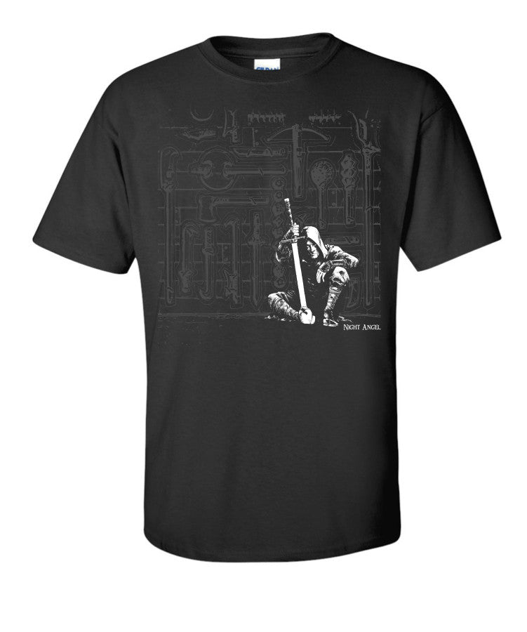 Night Angel® T-Shirt: Wall of Weapons, black