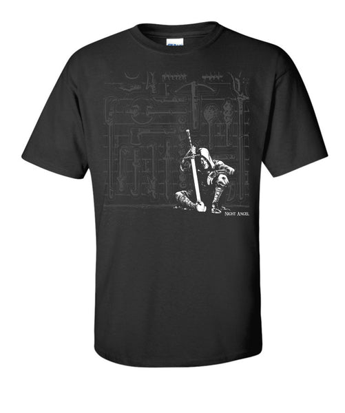 Night Angel® T-Shirt: Wall of Weapons, black