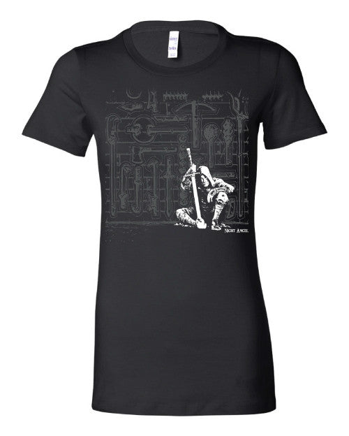 Night Angel® T-Shirt: Wall of Weapons, black (Women's sizes)