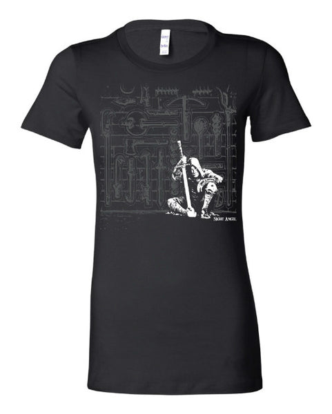 Night Angel® T-Shirt: Wall of Weapons, black (Women's)